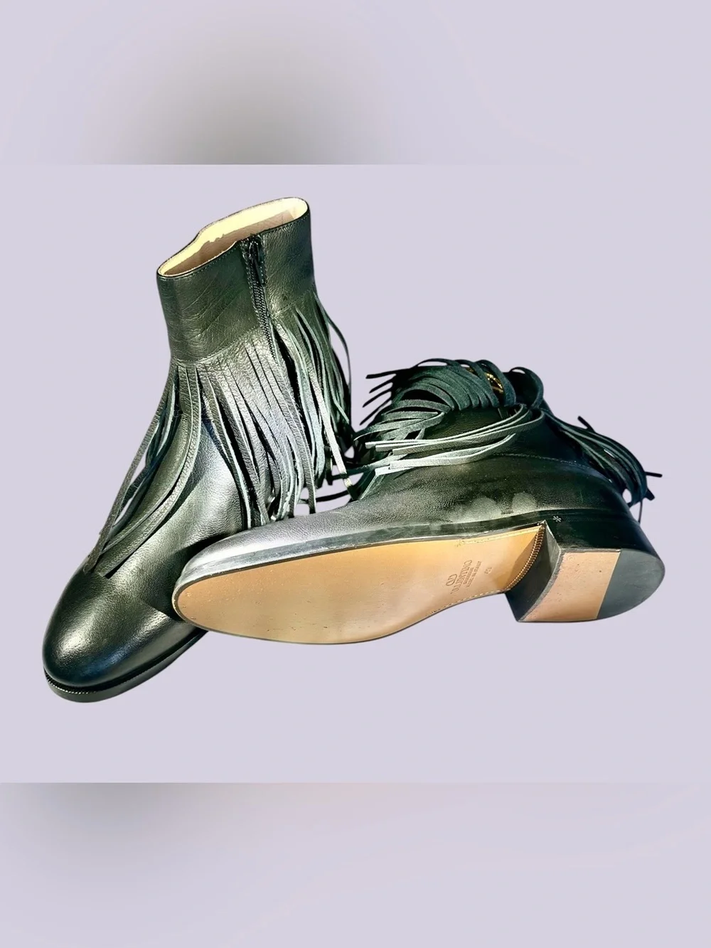 Valentino Garavani Men’s Logo Embellished Fringed Leather Chelsea Boots